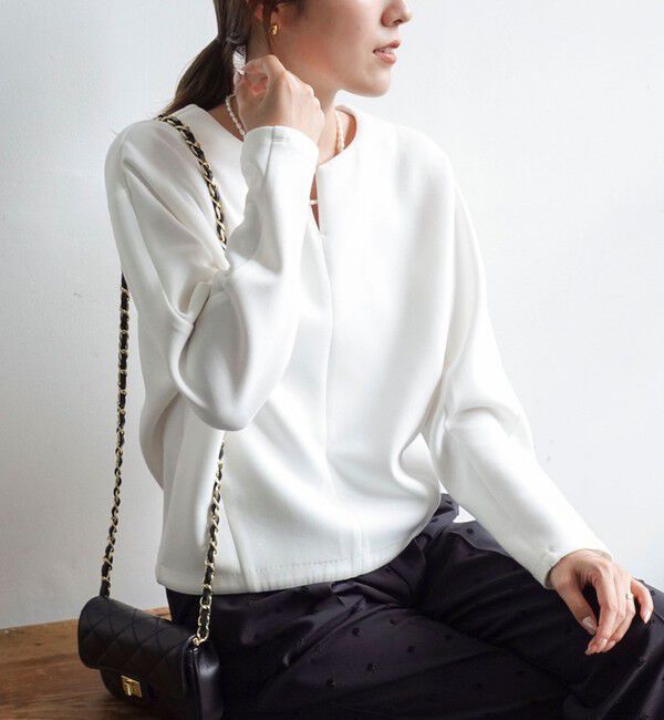 NOLLEY'S「《UVカット/接触冷感/セットアップ対応》ウォッシャブルダンボールキーネックプルオーバー」|Tシャツ・カットソー|