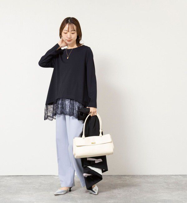 NOLLEY'S「ウォッシャブル裾レースベア天ロンT」|Tシャツ・カットソー|