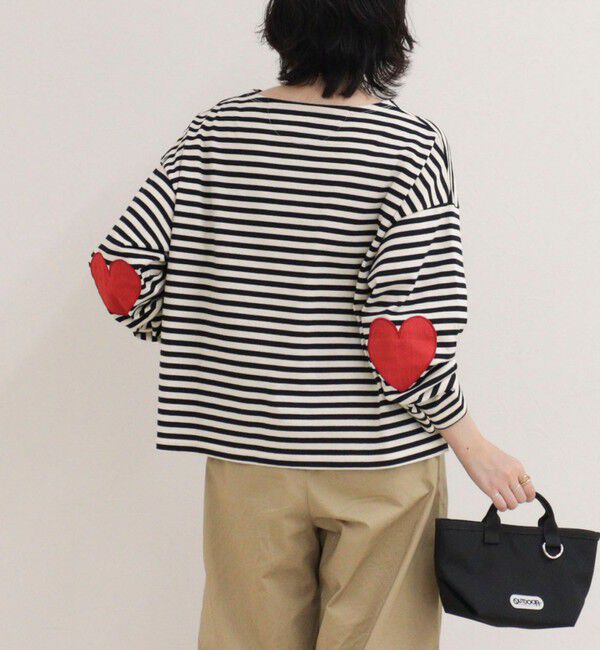 fredy emue「ボーダーハートパッチプルオーバーカットソー」|Tシャツ・カットソー|