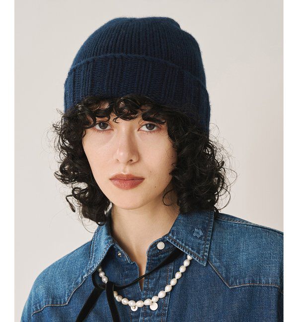 Hoaw.「【Hoaw.】カシミヤニットキャップ」|ニット帽|ネイビー