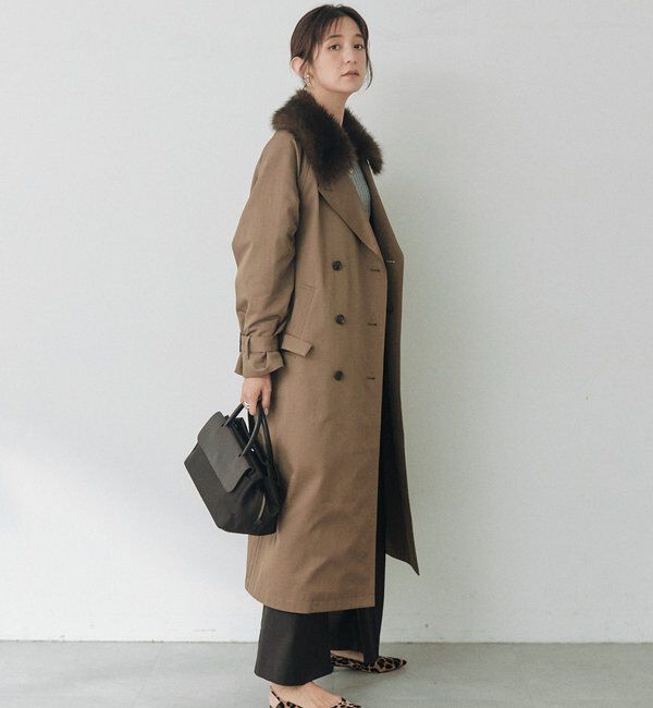  「【A・MONN】ファー付きオープンカラーコート」|その他|