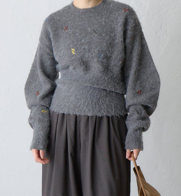  「刺繍ビジューニットプルオーバー」|ニット・セーター|