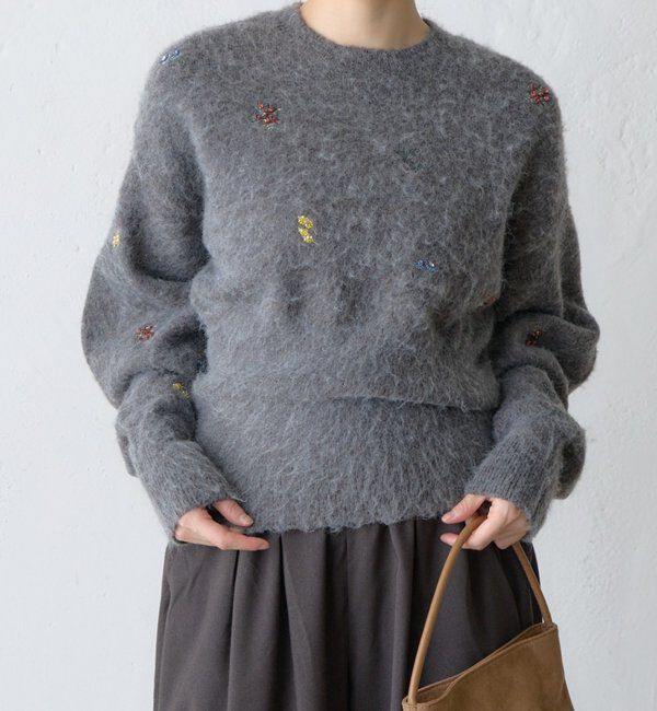  「刺繍ビジューニットプルオーバー」|ニット・セーター|