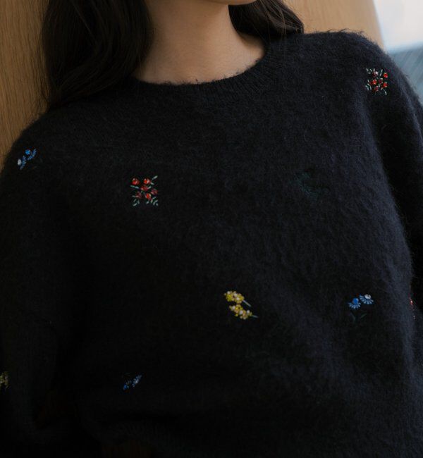  「刺繍ビジューニットプルオーバー」|ニット・セーター|