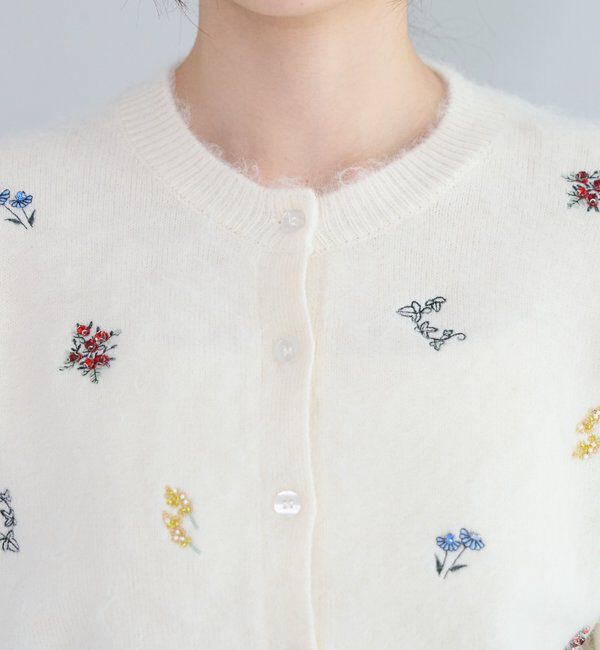  「刺繍ビジューカーディガン」|カーディガン|