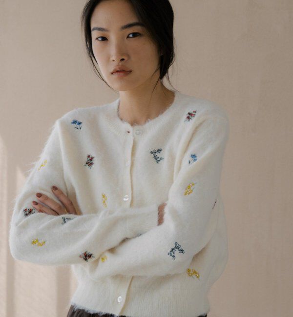  「刺繍ビジューカーディガン」|カーディガン|