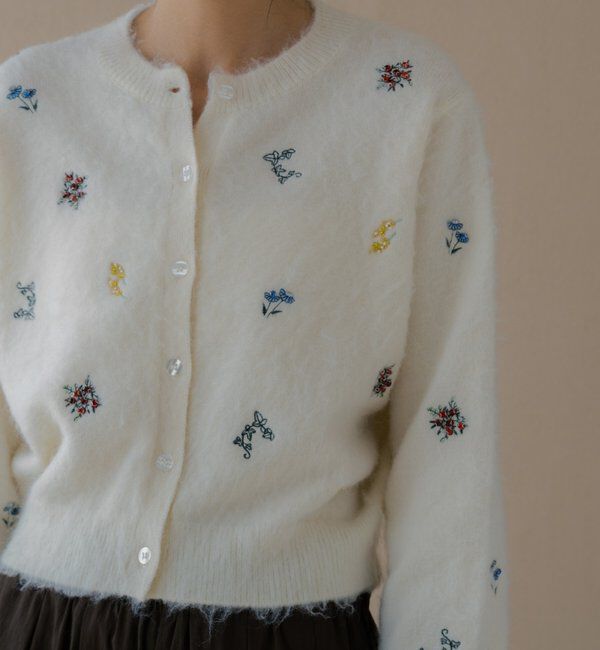  「刺繍ビジューカーディガン」|カーディガン|