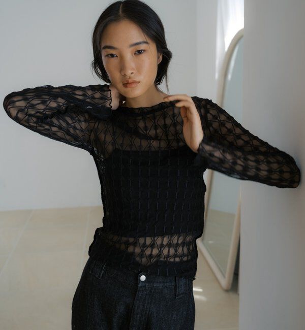  「ストレッチレースカットソー」|Tシャツ・カットソー|