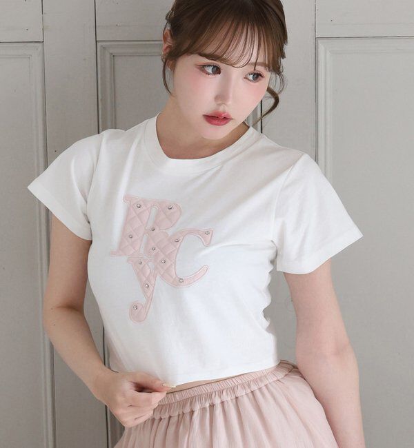  「ビジュー付きロゴアソートサスティナブルTシャツ」|プルオーバー|