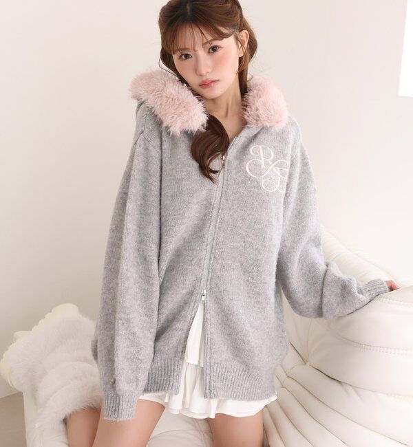  「【Premium order】ゆるたぽマシュマロフェイクファーパーカー」|ニット・セーター|グレー
