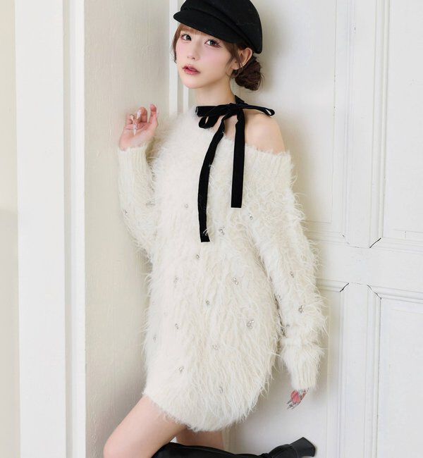 「【Premium order】ふわモテジュエルニットワンピ」|ワンピース|