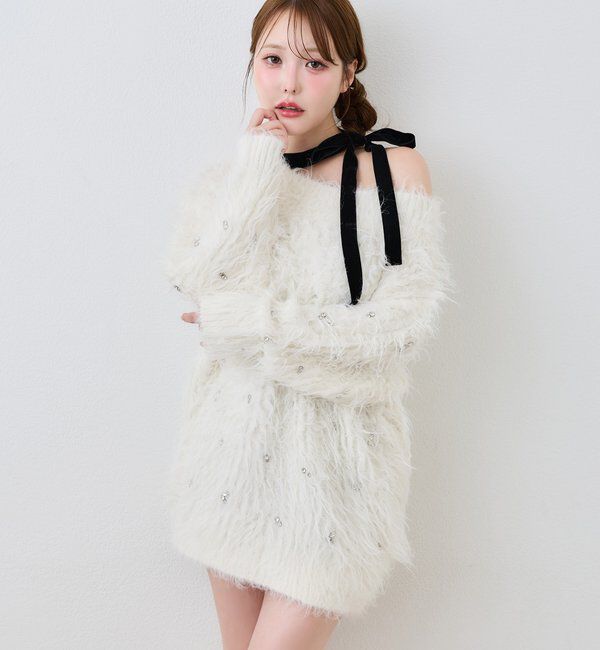  「【Premium order】ふわモテジュエルニットワンピ」|ワンピース|