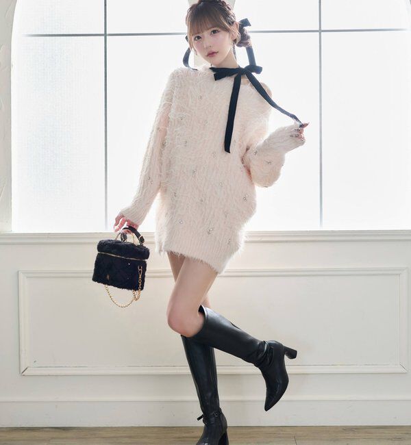  「【Premium order】ふわモテジュエルニットワンピ」|ワンピース|