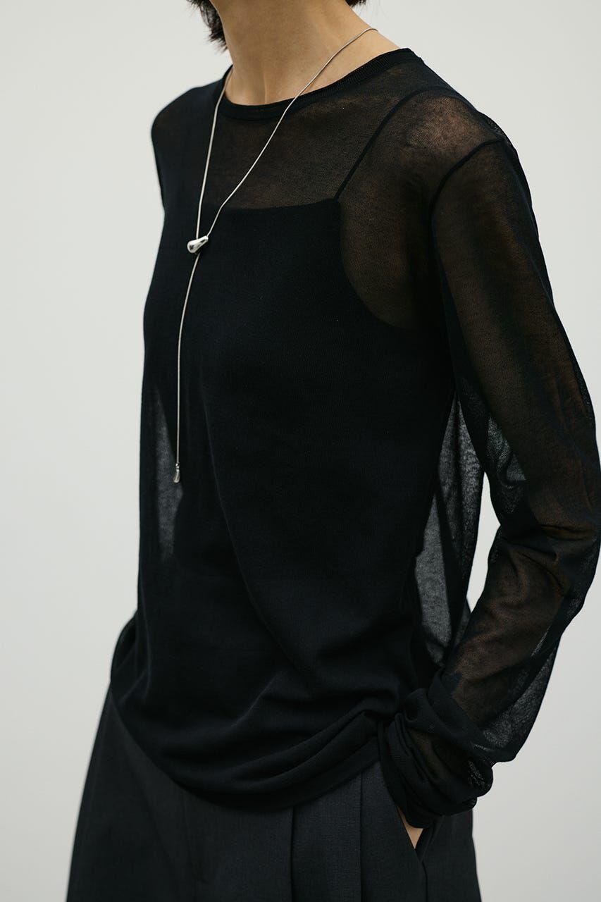 STYLEMIXER「シアースキンニットトップ」|ニット・セーター|BLK