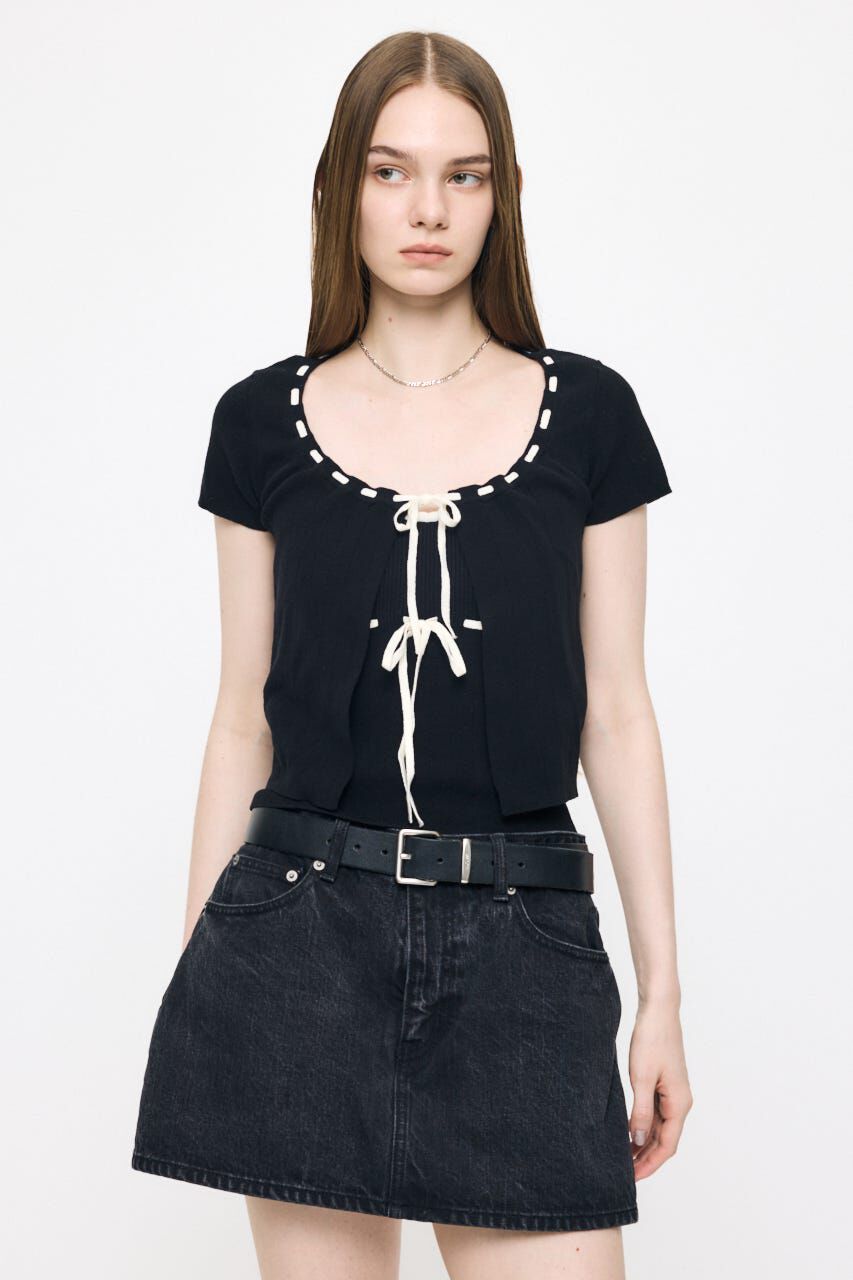 MOUSSY「STITCH DETAIL CD & キャミ」|ニット・セーター|BLK