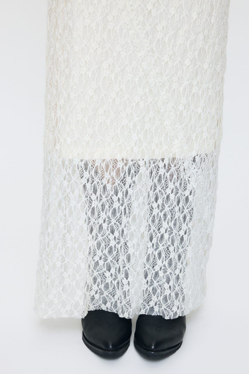 MOUSSY「SHEER LACE LONG スカート」|スカート|