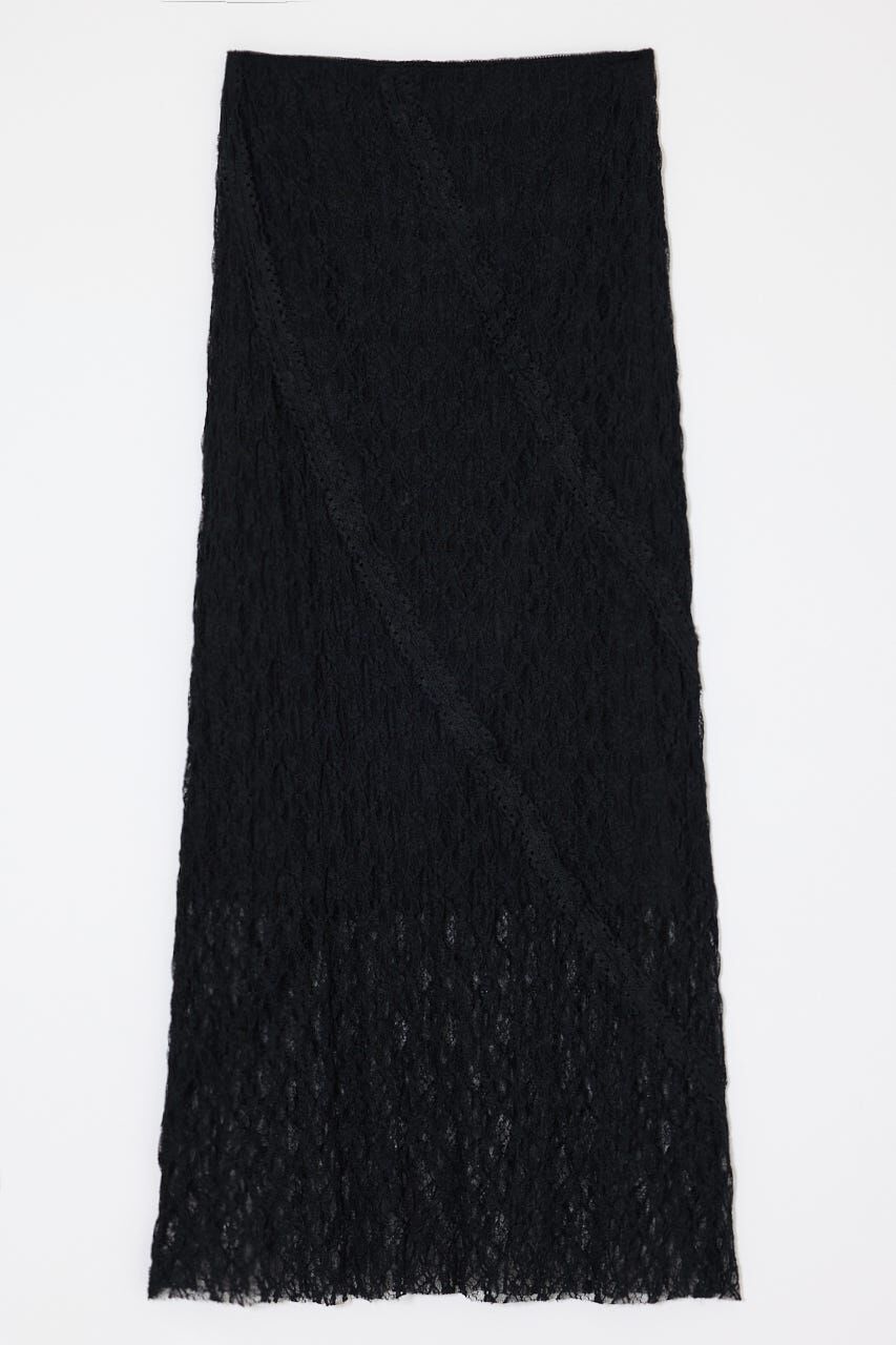 MOUSSY「SHEER LACE LONG スカート」|スカート|BLK