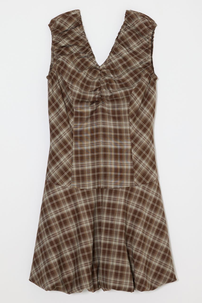 MOUSSY「CHECK BALLOON MINI ドレス」|ワンピース|