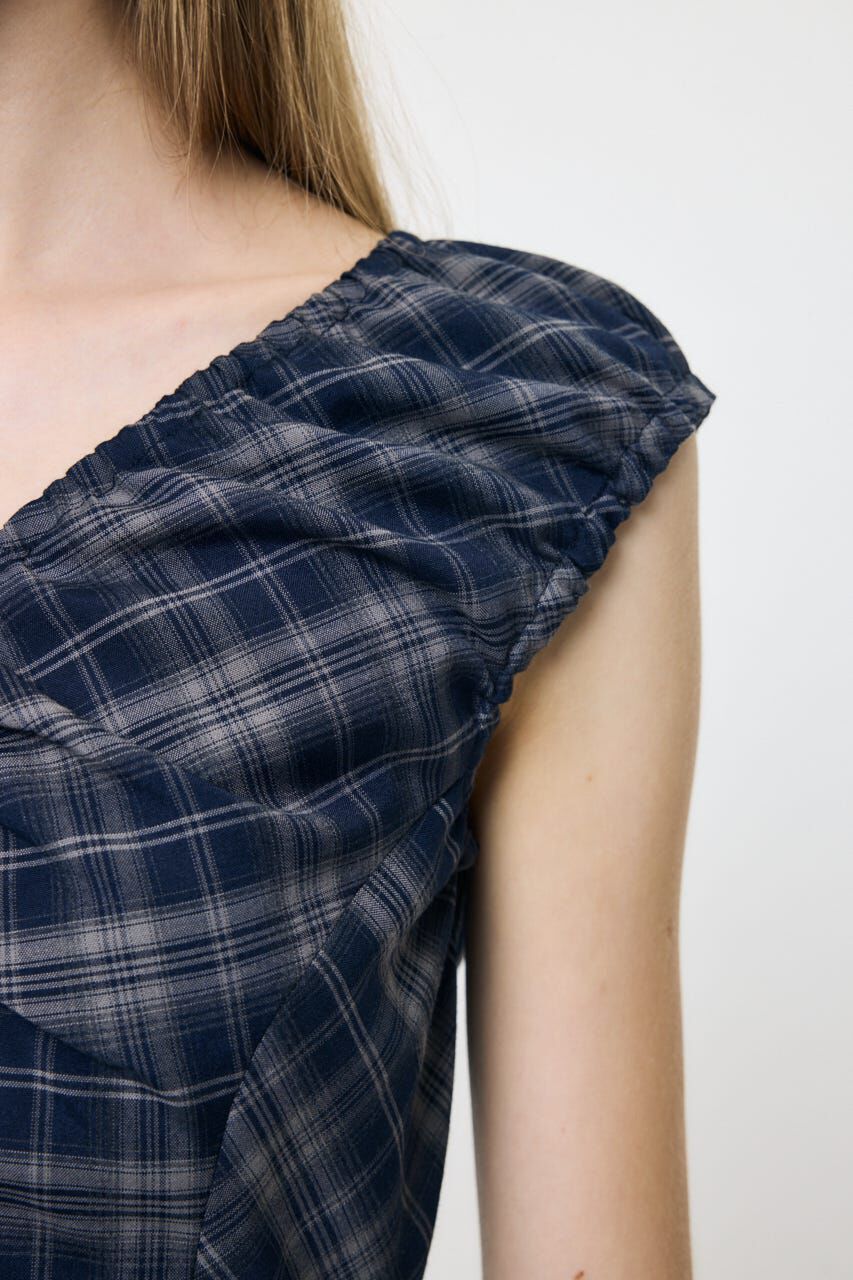 MOUSSY「CHECK BALLOON MINI ドレス」|ワンピース|
