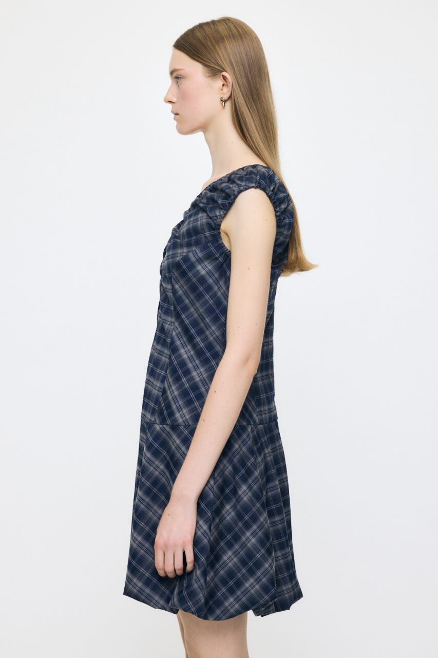 MOUSSY「CHECK BALLOON MINI ドレス」|ワンピース|