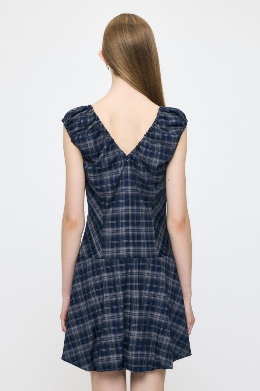 MOUSSY「CHECK BALLOON MINI ドレス」|ワンピース|