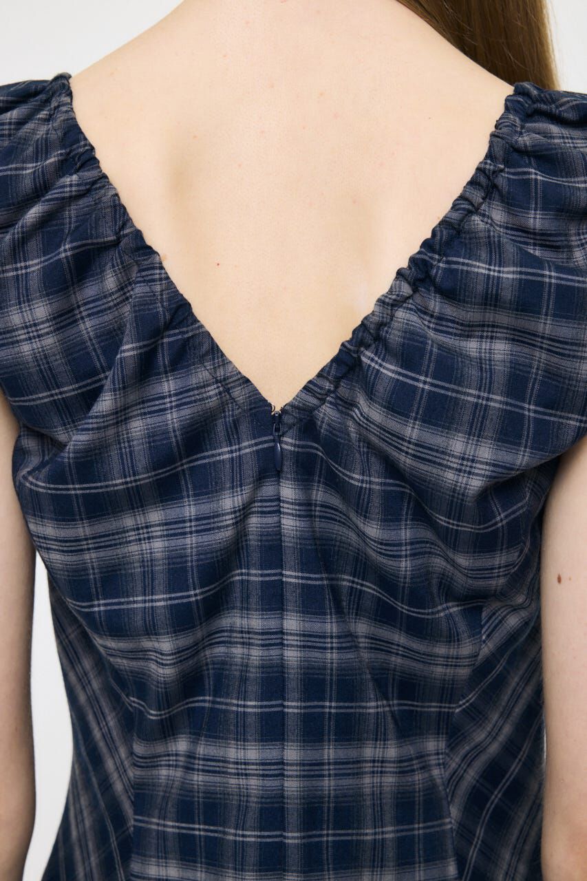 MOUSSY「CHECK BALLOON MINI ドレス」|ワンピース|
