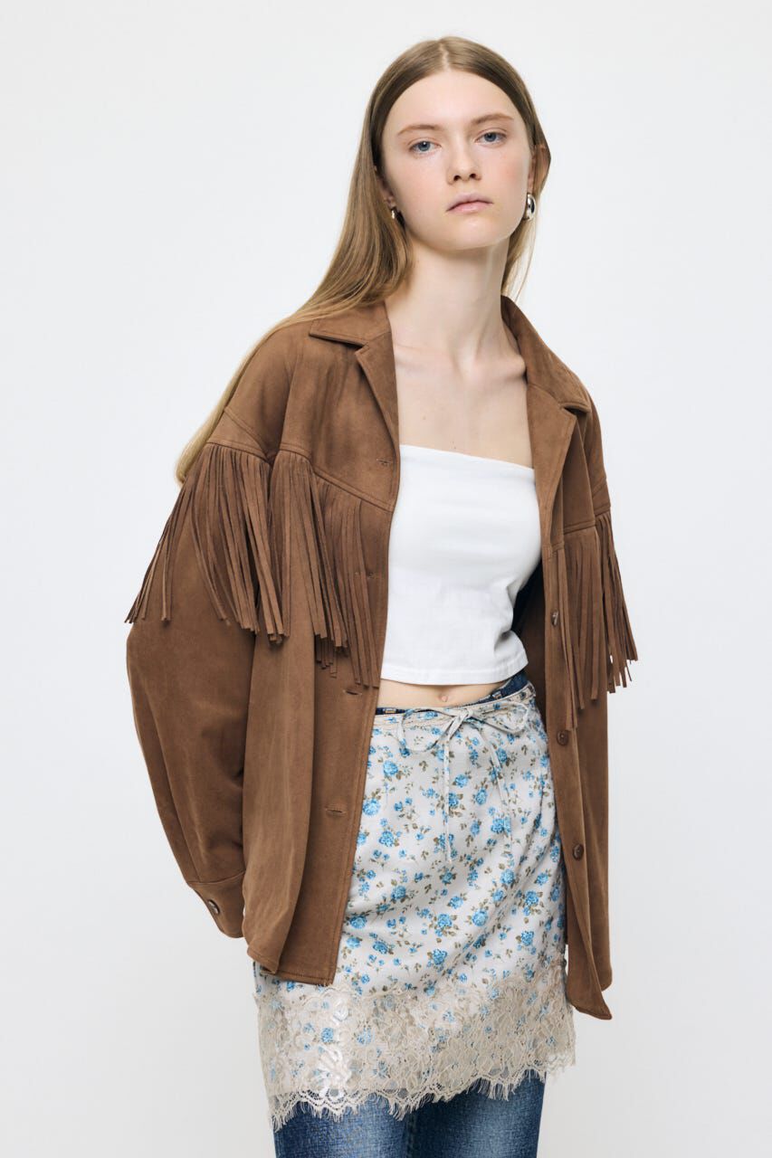 MOUSSY「F/SUEDE FRINGE シャツ」|シャツ・ブラウス|