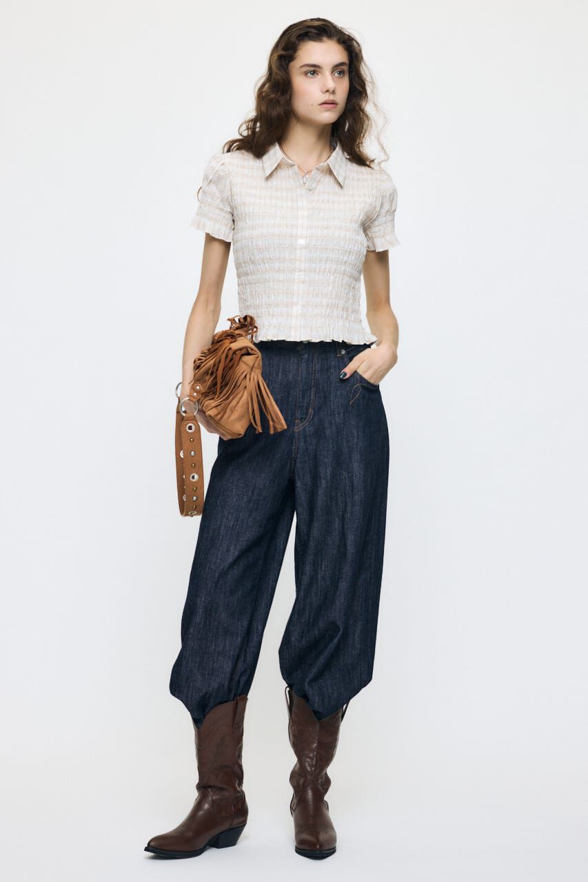 MOUSSY「PLAID SHIRRING シャツ」|シャツ・ブラウス|