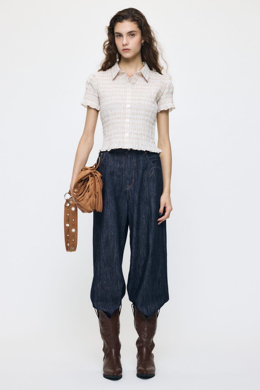 MOUSSY「PLAID SHIRRING シャツ」|シャツ・ブラウス|