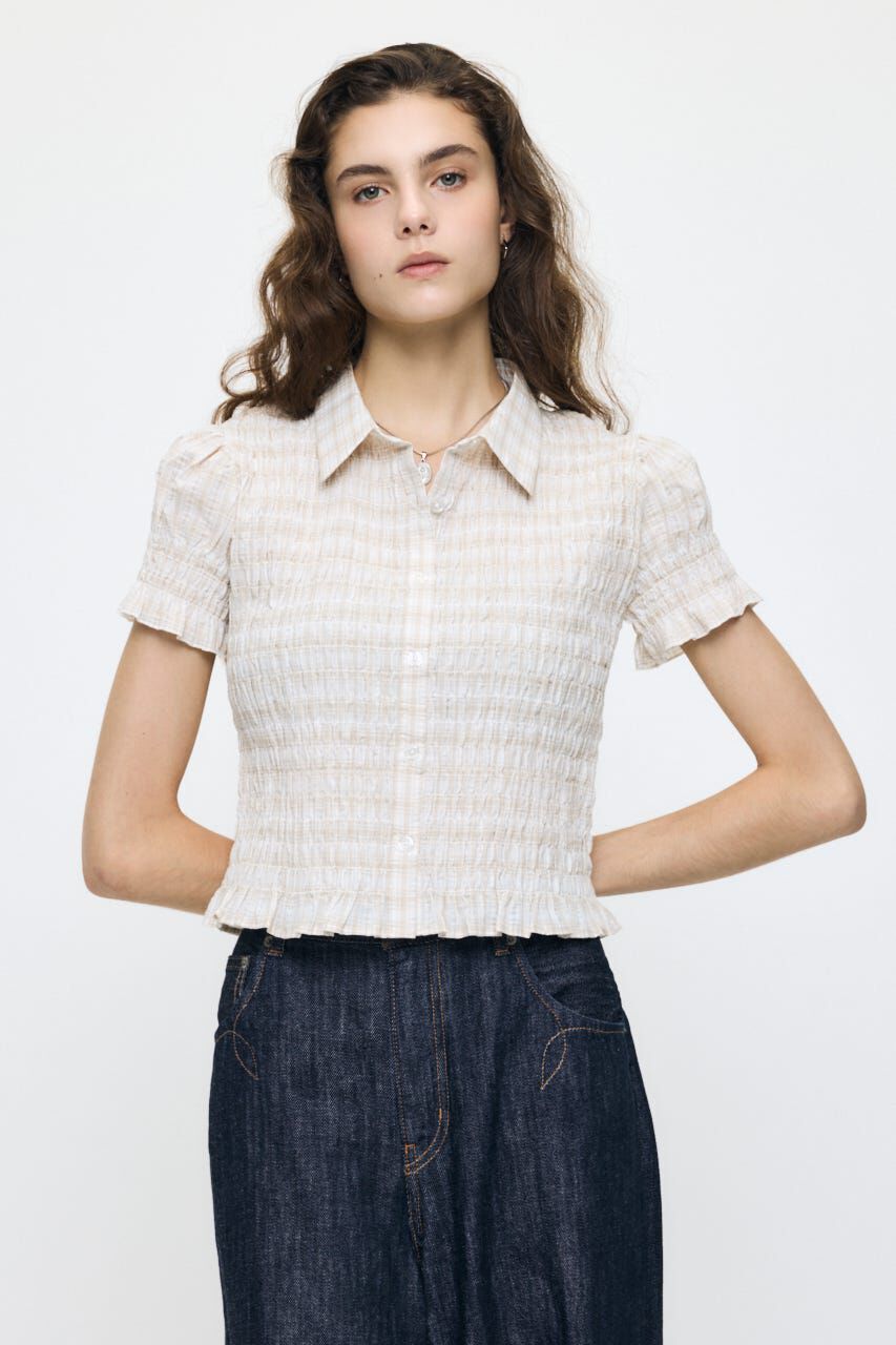 MOUSSY「PLAID SHIRRING シャツ」|シャツ・ブラウス|