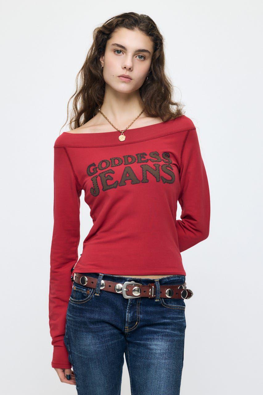 MOUSSY「OFF SHOULDER L/S Tシャツ」|Tシャツ・カットソー|RED