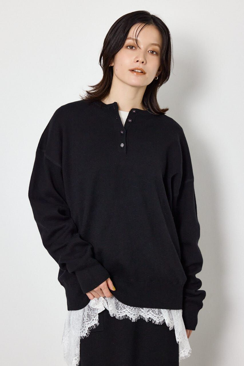 RODEO CROWNS「スウェットライクヘンリーニット」|ニット・セーター|BLK