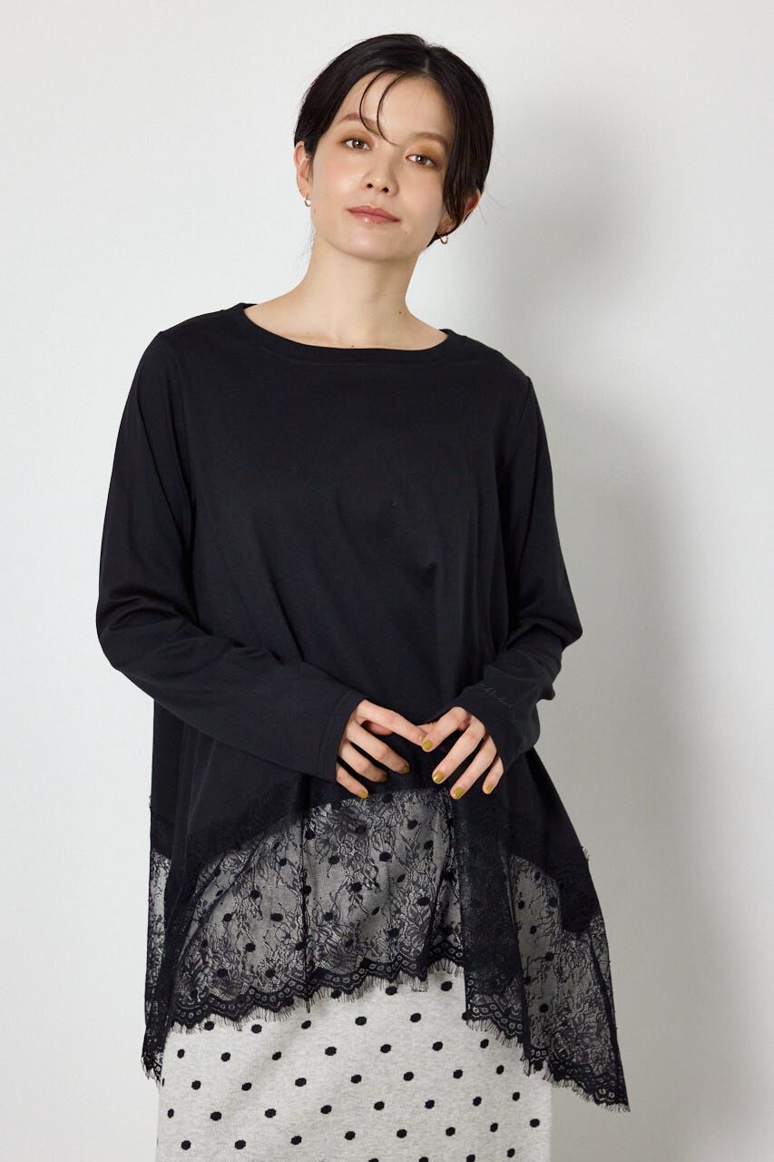 RODEO CROWNS「レースドッキングロングスリーブTシャツ」|Tシャツ・カットソー|BLK