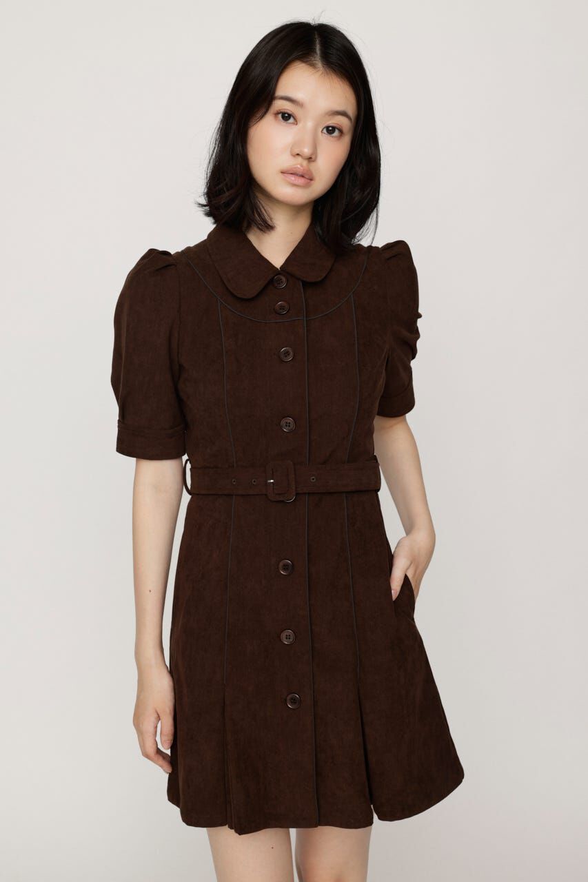 SLY「COLLAR BUTTON ショートワンピース」|ワンピース|BRN