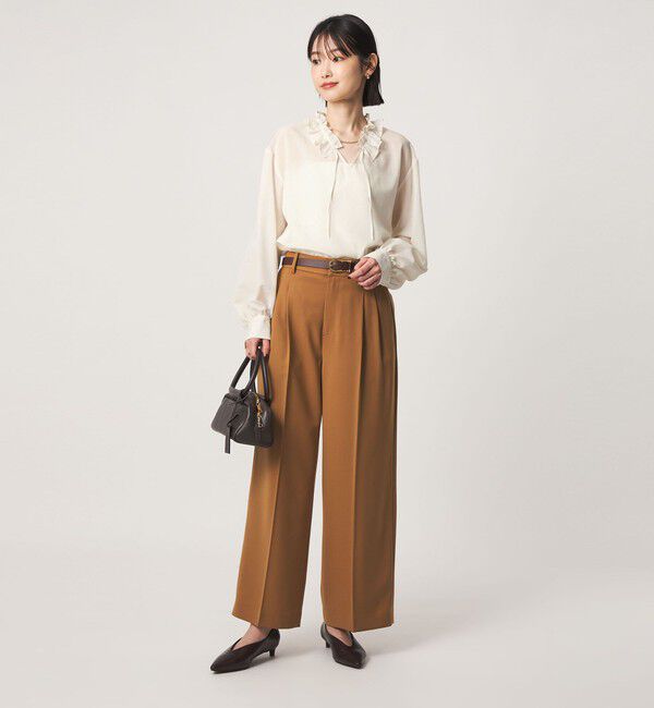 UNITED ARROWS green label relaxing「シアー フリルネック ブラウス」|シャツ・ブラウス|