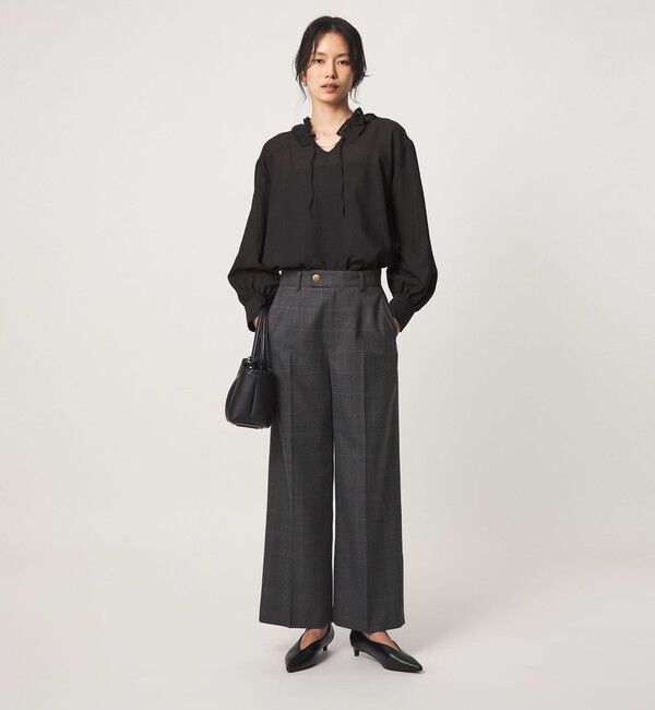 UNITED ARROWS green label relaxing「シアー フリルネック ブラウス」|シャツ・ブラウス|