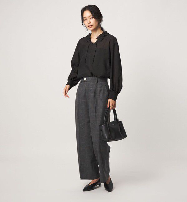 UNITED ARROWS green label relaxing「シアー フリルネック ブラウス」|シャツ・ブラウス|