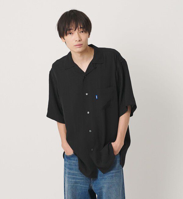 NICE WEATHER「＜NICE WEATHER＞サテン ショートスリーブシャツ」|シャツ・ブラウス|