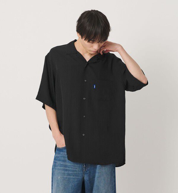 NICE WEATHER「＜NICE WEATHER＞サテン ショートスリーブシャツ」|シャツ・ブラウス|