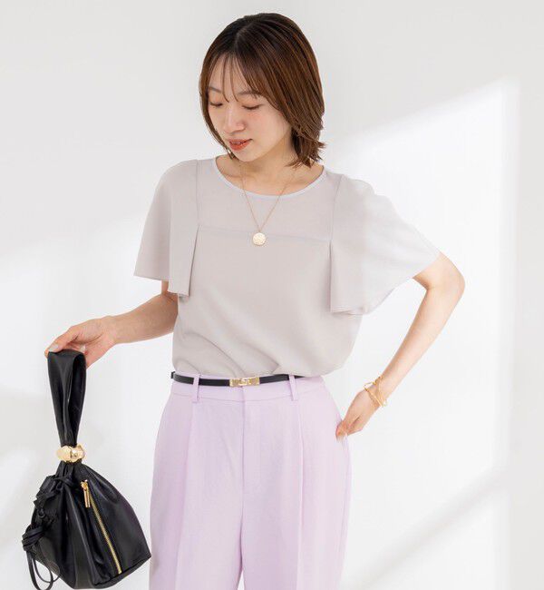 NOLLEY'S「《接触冷感》ウォッシャブルシアー切替ツイルブラウス」|シャツ・ブラウス|