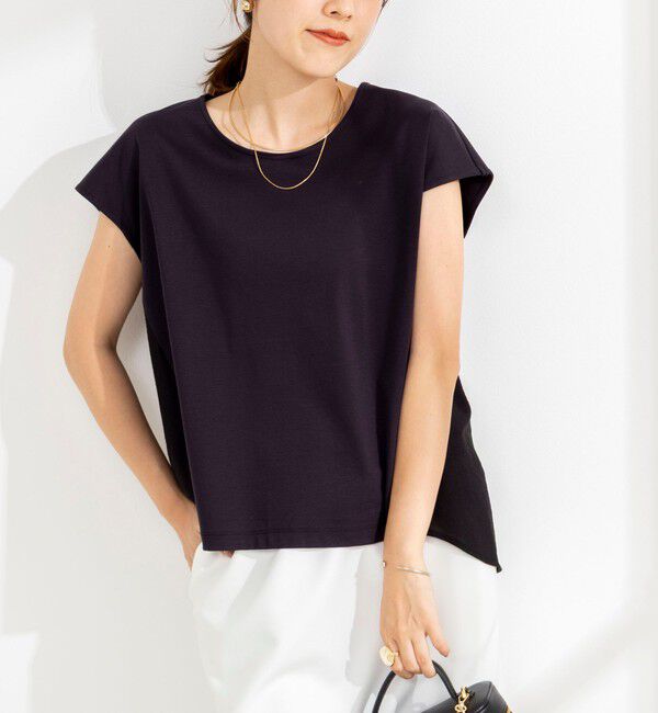 NOLLEY'S「ウォッシャブル布帛切り替えプルオーバー」|Tシャツ・カットソー|ネイビー