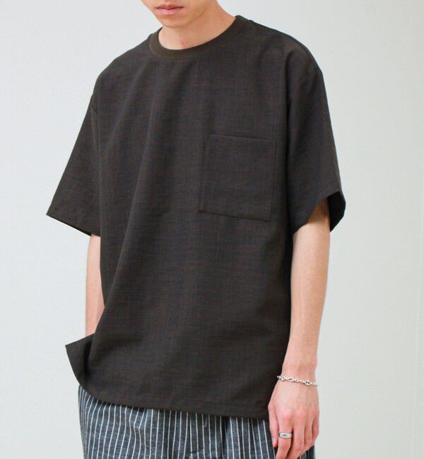 GLOSTER「【布帛ライクできれい見え】麻混サイドジップTシャツ」|Tシャツ・カットソー|