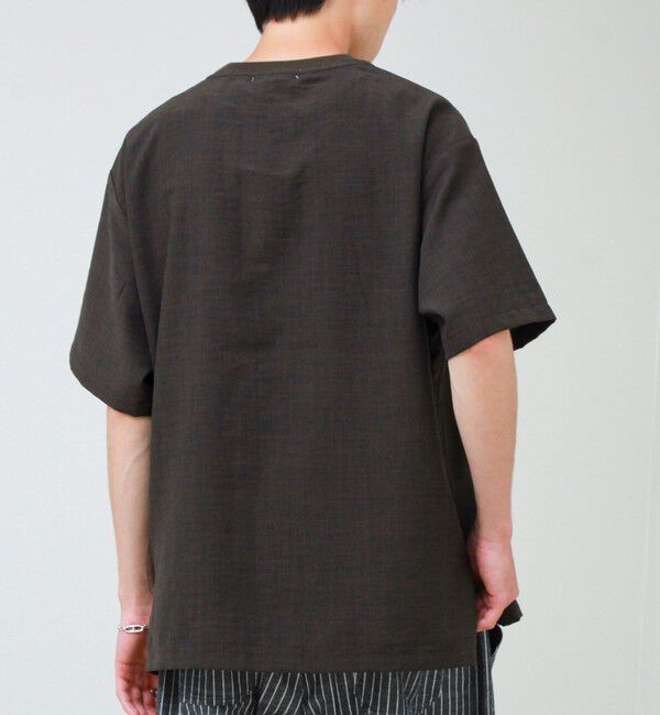 GLOSTER「【布帛ライクできれい見え】麻混サイドジップTシャツ」|Tシャツ・カットソー|