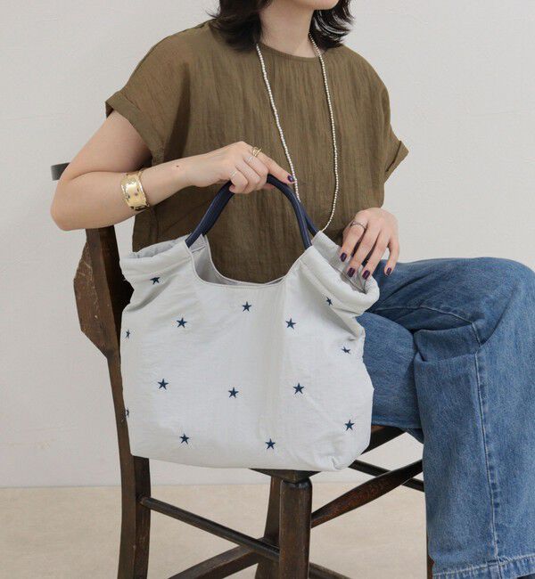 fredy emue「バイカラー星刺しゅう2ＷAYトートバッグ」|トートバッグ|ライトグレー