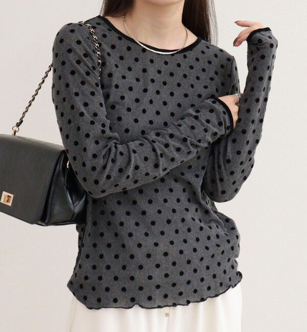 fredy emue「チュールドットロンＴシャツ」|Tシャツ・カットソー|グレー系その他