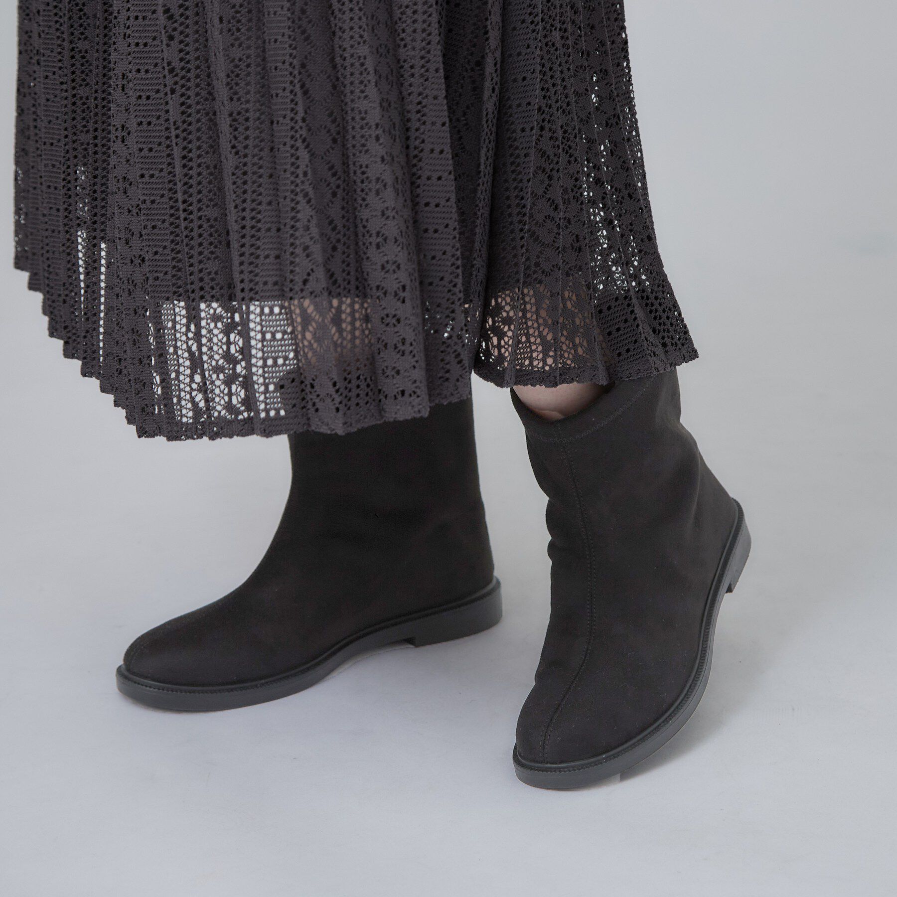 SHOO･LA･RUE「ローヒールストレッチブーツ」|ショートブーツ|