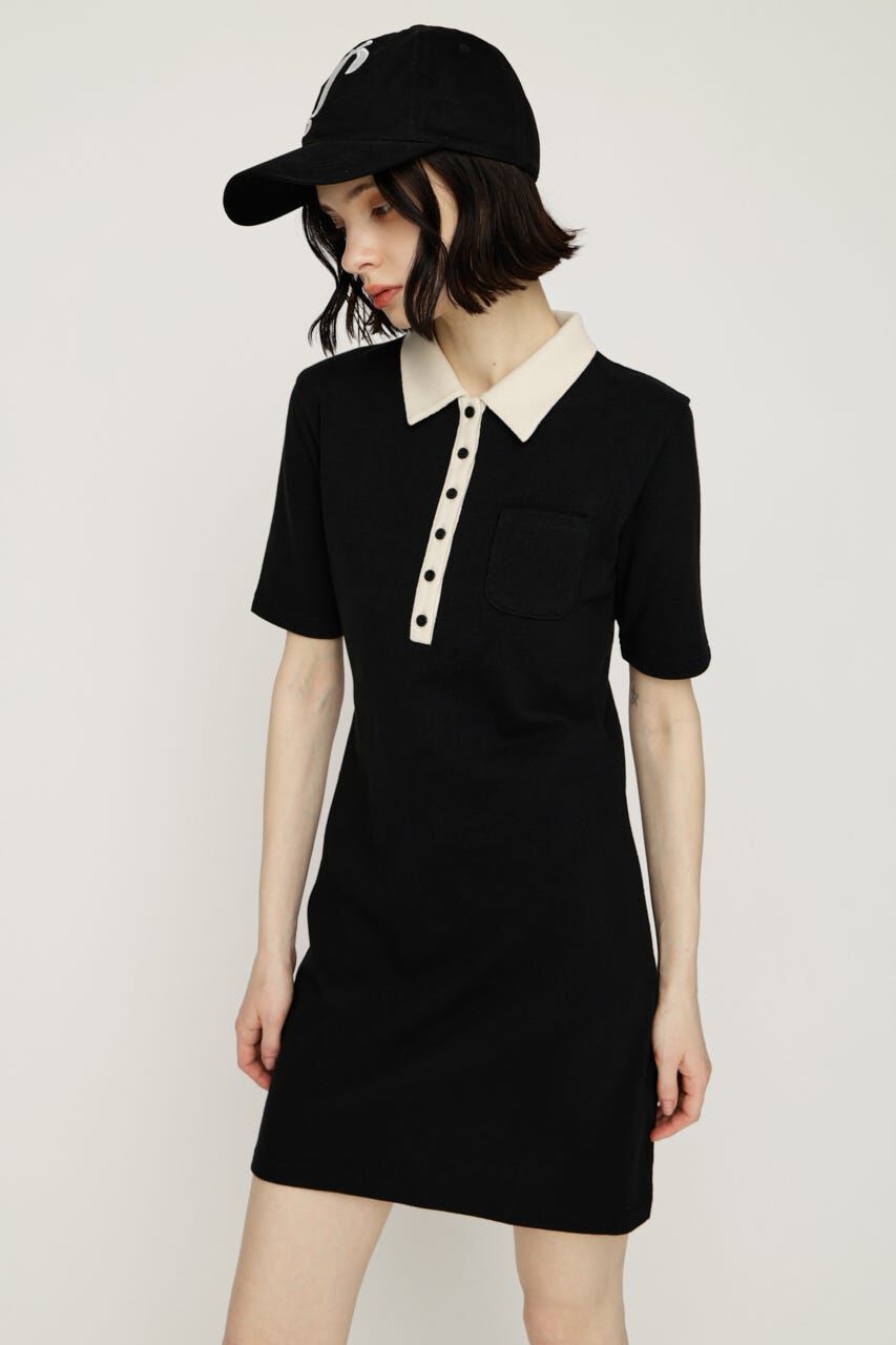 SLY「BI COLOR COLLAR ショートワンピース」|ワンピース|BLK