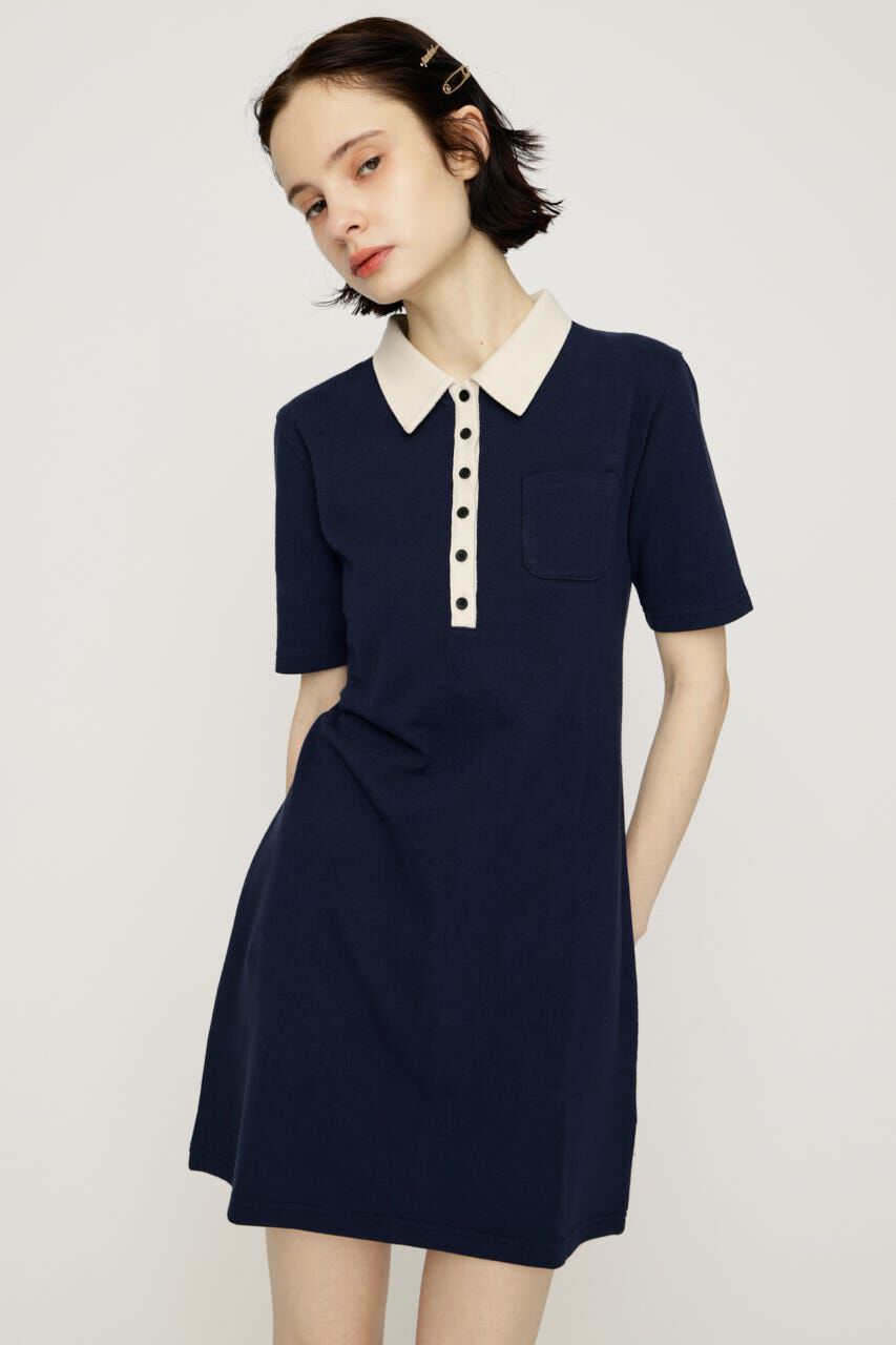 SLY「BI COLOR COLLAR ショートワンピース」|ワンピース|