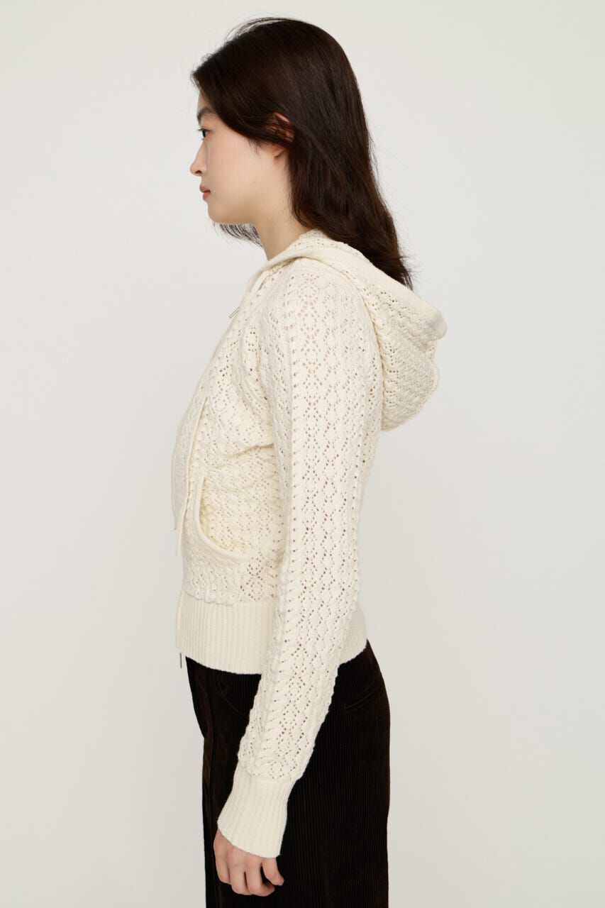 SLY「OPEN WORK ZIP HOODIE」|パーカー|