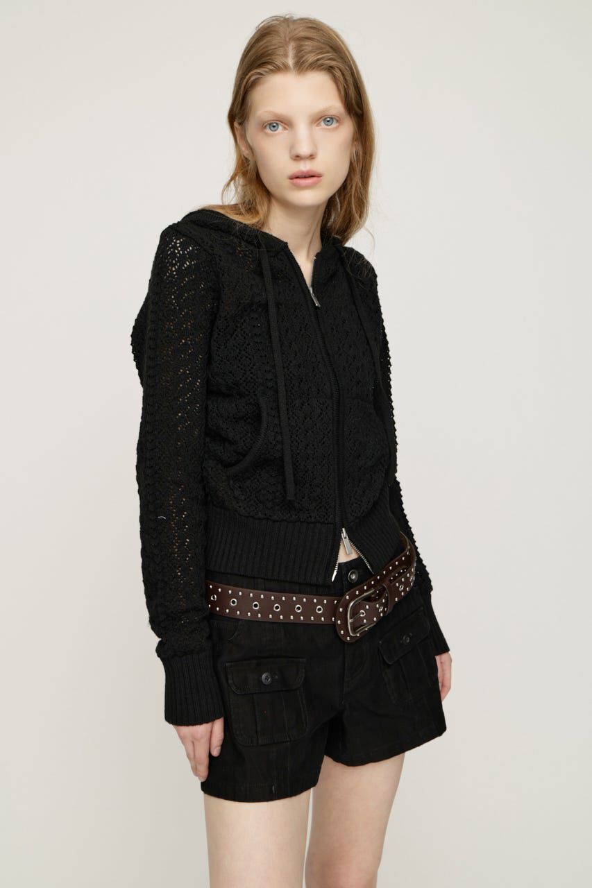SLY「OPEN WORK ZIP HOODIE」|パーカー|